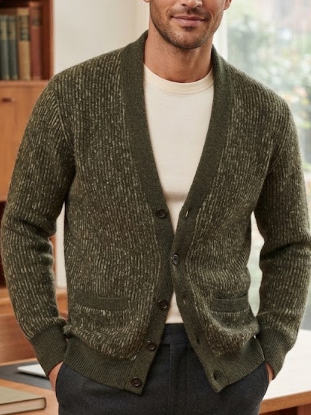 Hollywood Men’s Shop Vintage Gray Cardigan Sweater Size 40 small Men’s Retro Kni